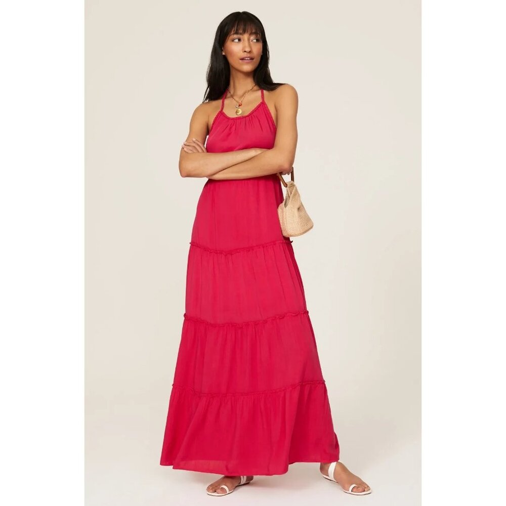 Slate & Willow Braided Halter Maxi in Pink